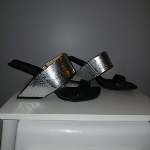 United Nude Silver and Black Wedges